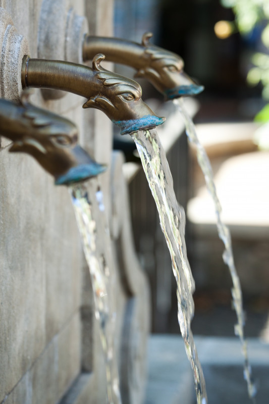 Thermal water flowing from a fountain in Gréoux-les-Bains